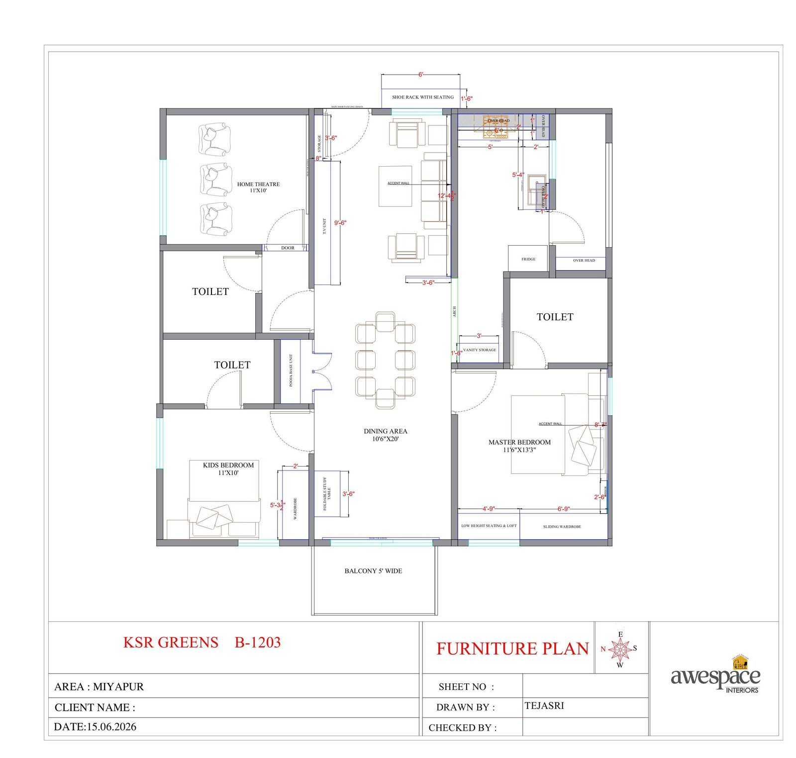 KSR GREENS B-1203 interior design project